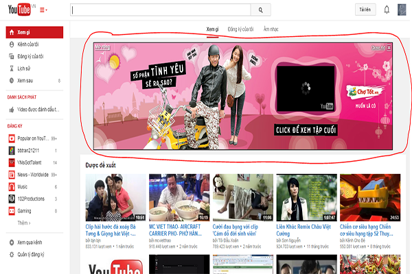 quảng cáo youtube